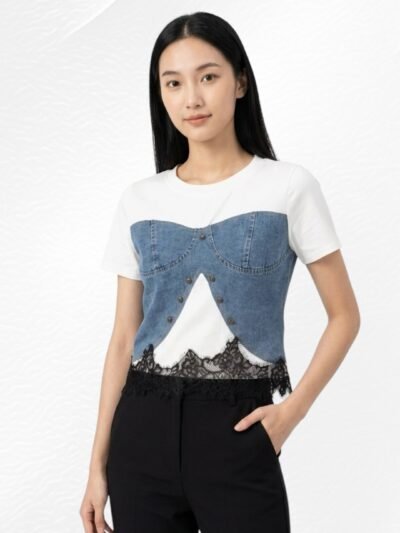 Lace Denim Top Natty
