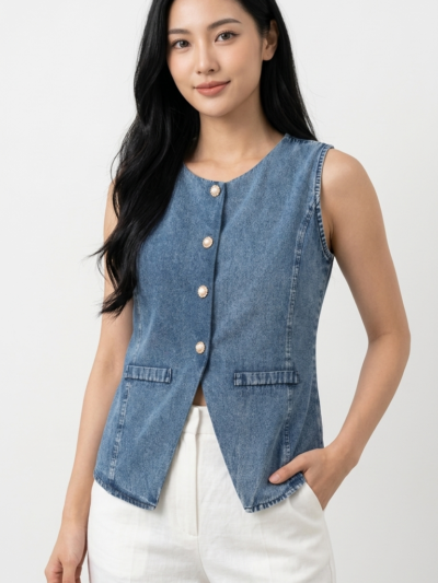 Disha Denim Sleeveless Top