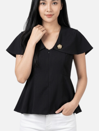 Blouse Rose Peplum Cape